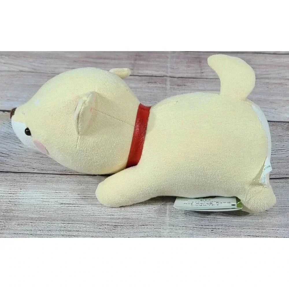 Yell Baby Shiba Inu Plush Dog Stuffed Animal Toy Yellow Beige Red Collar 8